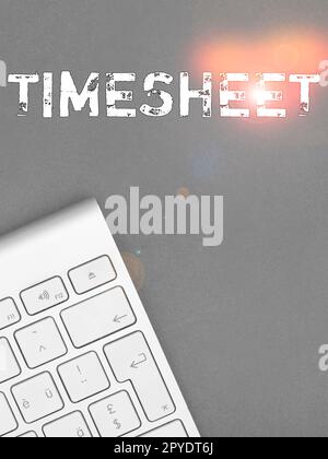 Cartello di testo che mostra il foglio presenze. Rappresentazione grafica del periodo di tempo in cui gli eventi sono contrassegnati Foto Stock