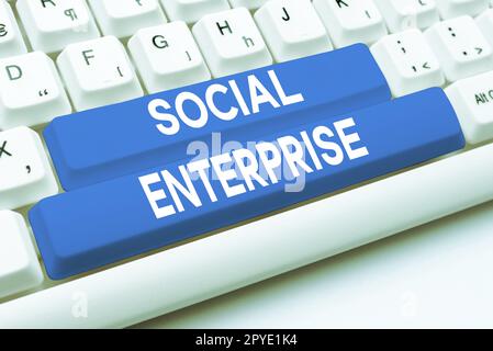 Testo che mostra Inspiration Social Enterprise. Parola per il commercio che fa i soldi in un senso socialmente responsabile Foto Stock