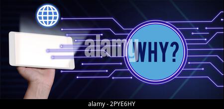 Segno che mostra perché. Foto concettuale che chiede per quale motivo e scopo esprimere sorpresa Foto Stock