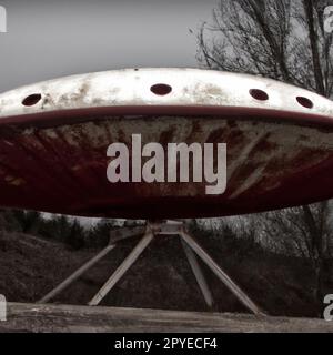 Oggetto volante non identificato UFO. un oggetto in movimento o stazionario osservabile visivamente, volante o che sembra essere volante nell'atmosfera o nel precipuo esterno Foto Stock