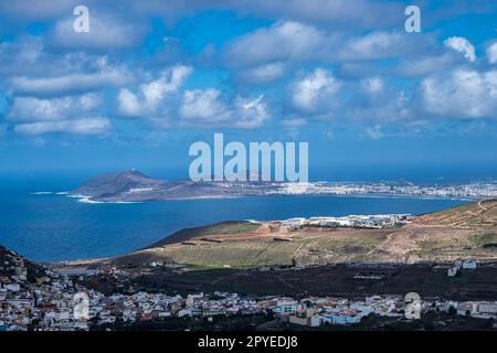 Vista mozzafiato da Mirador de la Montana de Arucas, montagna di Arucas, Gran Canaria, Spagna, Foto Stock