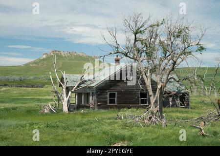 USA, Great Plains, South Dakota, casale abbandonato Foto Stock