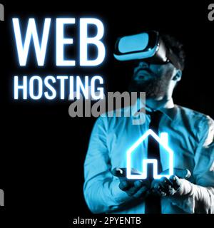 Scrittura visualizzazione testo Web Hosting. Parola per l'attività di fornire spazio di archiviazione e l'accesso ai siti Web Foto Stock