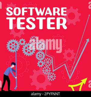 Software Tester per didascalie concettuali. Word per implementato per proteggere il software da attacchi dannosi Foto Stock