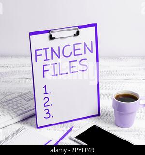 Visualizzazione concettuale dei file FinCEN. Approccio aziendale operazioni in attività e passività finanziarie Foto Stock