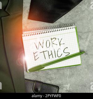 Esposizione concettuale lavoro Etica. Foto concettuale Una serie di valori centrati sull'importanza di fare lavoro Foto Stock