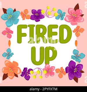 Scrittura a mano del testo sparato. Parola scritta su significa che qualcuno eccitato e in stato eccitato circa l'evento Foto Stock