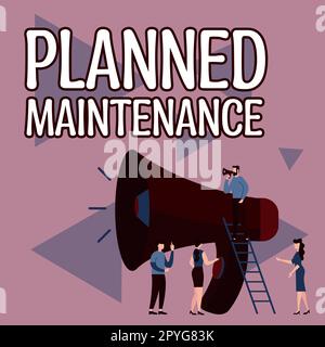 Didascalia di testo che presenta la manutenzione pianificata. I controlli di idea di affari da fare hanno programmato su una base regolare Foto Stock