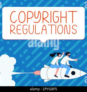 Firma scritta a mano Copyright Regulations. Parola per corpo di legge che governa le opere originali di authorship Foto Stock