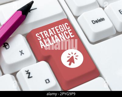 Presentazione concettuale Alleanza strategica. Panoramica aziendale un legame tra stati, partiti, individui sul raggiungimento degli obiettivi Foto Stock