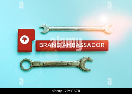 Esposizione concettuale Brand Ambassador. Parola per agente accreditato come rappresentante residente per un marchio speciale Foto Stock