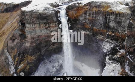 Cascata Haifoss nel sud dell'Islanda Foto Stock