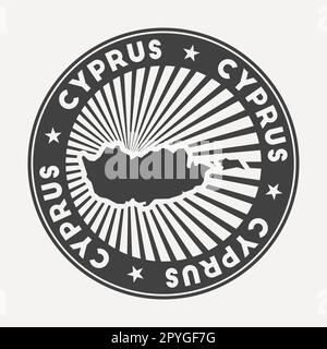 Logo rotondo di Cipro. Badge da viaggio vintage con il nome circolare e la mappa del paese, illustrazione vettoriale. Illustrazione Vettoriale