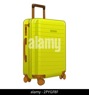 Illustrazione vettoriale di valigia da viaggio in plastica verde in stile cartoon isolato su sfondo bianco Illustrazione Vettoriale