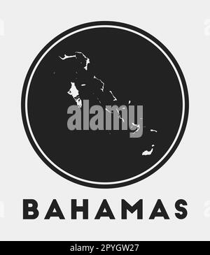 Bahamas icona. Logo rotondo con mappa del paese e titolo. Distintivo elegante Bahamas con mappa. Illustrazione vettoriale. Illustrazione Vettoriale