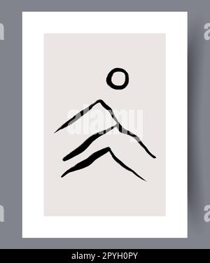 Astratto montagne primavera natura muro arte stampa. Opere d'arte da parete per il design degli interni. Poster astratto delle montagne stampabile. Decorazioni contemporanee Foto Stock