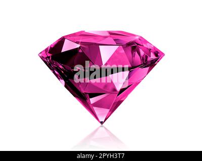 Scintillante gemme rosa diamante su sfondo bianco Foto Stock