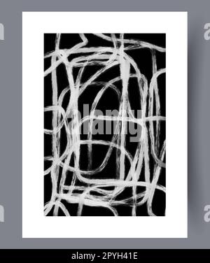 Banda astratta groviglio di stampe d'arte. Poster a fascia astratto minimo stampabile. Sfondo decorativo contemporaneo con tracery. Illustrazione parete per Foto Stock