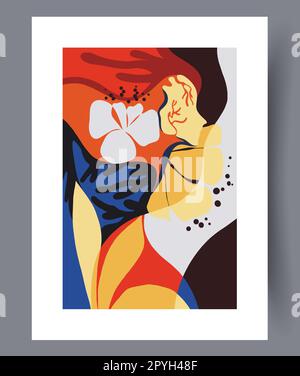 Forme astratte caotica carta da parati stampa d'arte. Sfondo decorativo contemporaneo con tracery. Opere d'arte da parete per il design degli interni. Minimo stampabile a Foto Stock