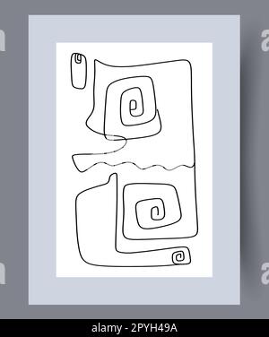 Disegno astratto semplice fantasia muro arte stampa. Sfondo decorativo contemporaneo con immaginazione. Opere d'arte da parete per il design degli interni. Stampabile m Foto Stock