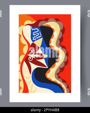 Fantasy astratto immagine originale muro arte stampa. Opere d'arte da parete per il design degli interni. Poster fantasia astratta minimale stampabile. Decorazioni contemporanee Foto Stock