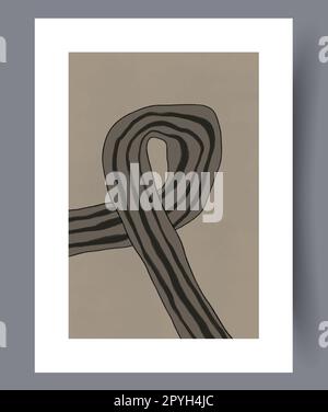 Nastro astratto tortuoso loop muro stampa arte. Opere d'arte da parete per il design degli interni. Poster a nastro astratto minimo stampabile. Retro decorativo contemporaneo Foto Stock