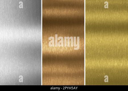 Collezione oro, argento e bronzo. Sfondo metallico. rendering 3d Foto Stock