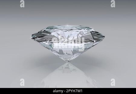 Brillante diamante posto su sfondo grigio Foto Stock