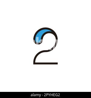 Numero 2 splash, linea d'acqua, simbolo geometrico semplice logo vettore Illustrazione Vettoriale