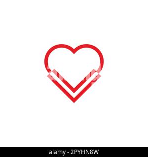 Lettera V cuore, simbolo geometrico doppio semplice logo vettore Illustrazione Vettoriale