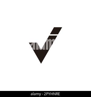 Lettera v e j tick simbolo geometrico semplice vettore logo Illustrazione Vettoriale