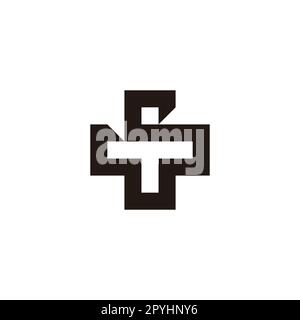 Lettera T contorno, più, simbolo geometrico semplice vettore logo Illustrazione Vettoriale