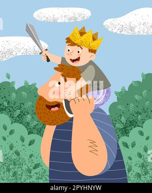 Papà con poster figlio Illustrazione Vettoriale