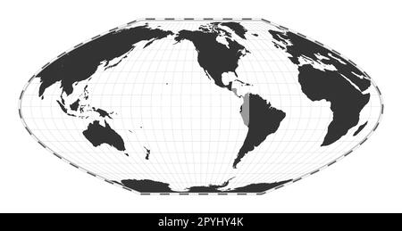 Mappa del mondo vettoriale. McBryde-Thomas, proiezione a area uguale pseudodocilindrica parabolica piatta-polare. Mappa geografica del mondo con latitudine e longitud Illustrazione Vettoriale