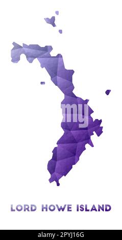 Mappa dell'isola di Lord Howe. Bassa illustrazione poly dell'isola. Design geometrico viola. Illustrazione del vettore poligonale. Illustrazione Vettoriale