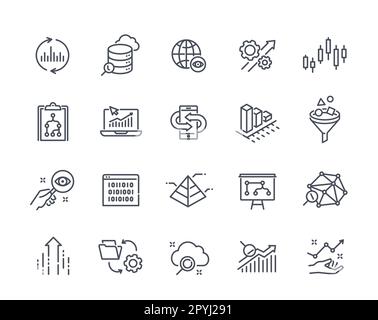 Analisi dei dati delle icone Illustrazione Vettoriale