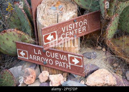 Cartello Arroyo Trail, Dripping Springs Natural Area, Organ Mountains-Desert Peaks National Monument, New Mexico Foto Stock