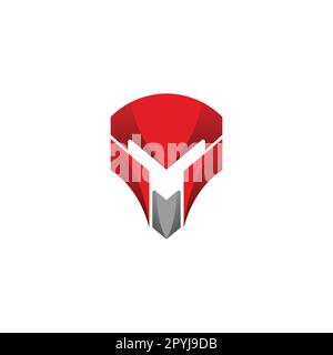 Logo Illustrazione del concetto del casco Spartan Rosso - Illustrazione Vector Design. Illustrazione Vettoriale