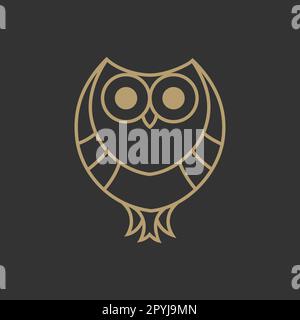 OWL Logo Gold contorno icona concetto - Logo Design Vector Illustrazione. Illustrazione Vettoriale