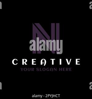 Modello con logo lettera N. Logo lettera N iniziale. n icona con il logo di una lettera Illustrazione Vettoriale