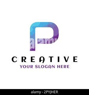 Lettera iniziale astratta Logo P. Elemento modello di design con logo vettoriale piatto. Logo lettera P. icona con il logo della lettera p. Illustrazione Vettoriale