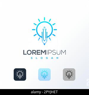 Modello di design del logo didattico minimale, il concetto per il mondo accademico, la laurea. Concetto di logo didattico penna, matita. Illustrazione Vettoriale