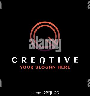 Lettera iniziale astratta Logo Q. Elemento modello di design con logo vettoriale piatto. Logo lettera Q. icona con il logo della lettera q Illustrazione Vettoriale