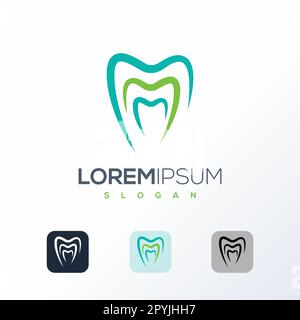 Modello di design del logo Creative Dental. Icona del logo Dental Care Illustrazione Vettoriale