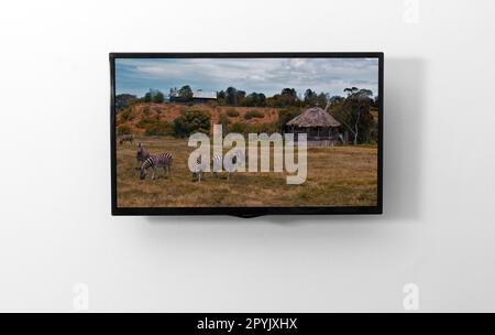 Monitor TV a parete Foto Stock