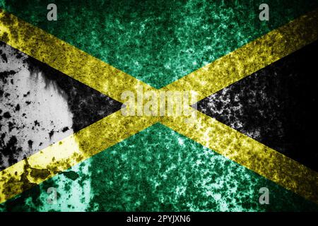 Vecchia parete incrinata con la bandiera dipinta Foto Stock