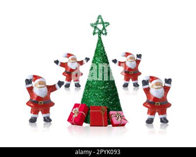 Le decorazioni di Natale su sfondo bianco Foto Stock