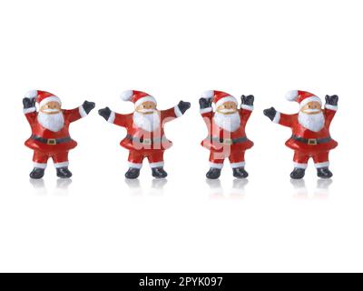 babbo natale bambole in ceramica carino statue decorazioni a buon Natale con su sfondo bianco Foto Stock