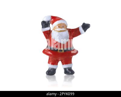 babbo natale bambole in ceramica carino statue decorazioni a buon Natale con su sfondo bianco Foto Stock