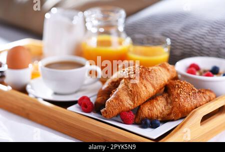 Vassoio Con Colazione Letto Elemento Interno - Foto Stock: Foto